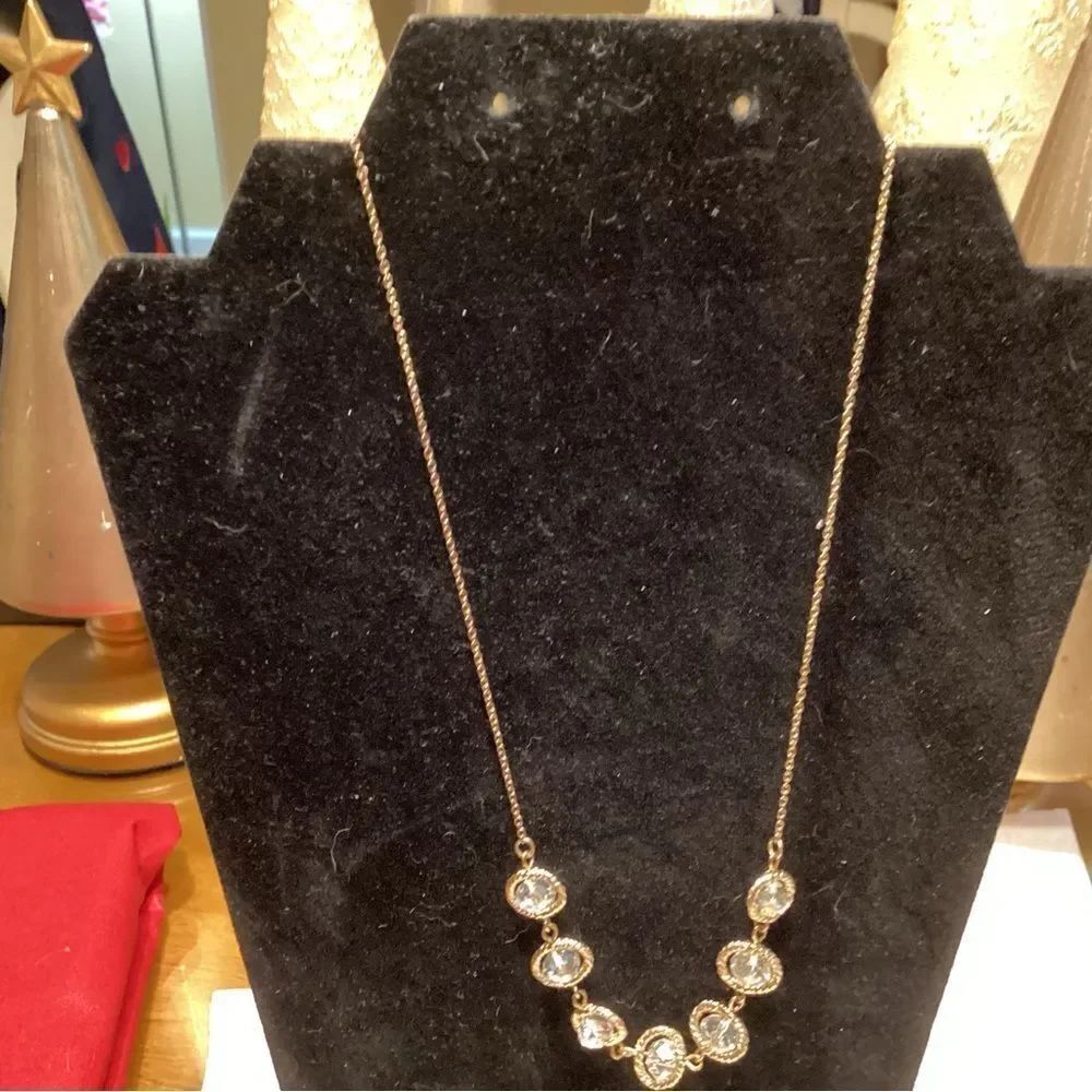 Gold-Tone Crystal Station Adjustable Necklace